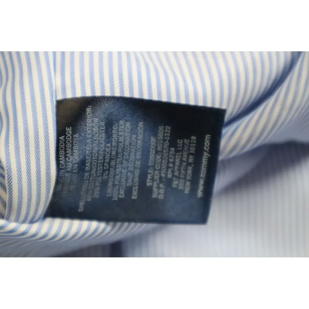Tommy Hilfiger Big Boys Blue Stretch Oxford Jacket with Pinstripe Lining Size 16